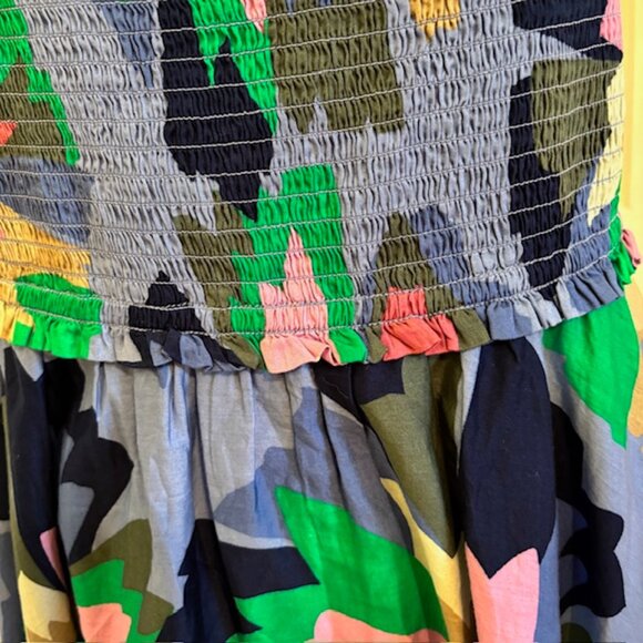 NWT Gap Spring Multi Floral Smocked Handkerchief Hem Midi Dress Size XXL - Picture 3 of 10